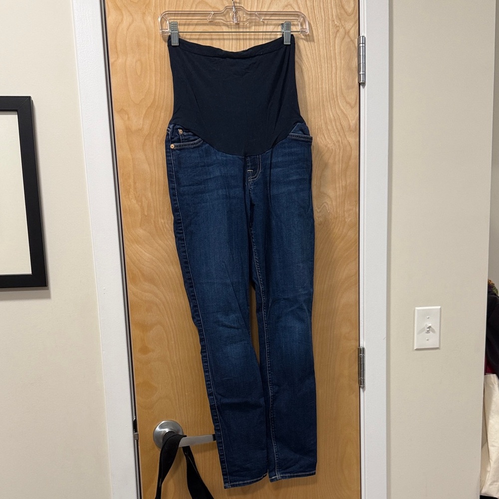 7 FOR ALL MANKIND DARK SKINNY MATERNITY JEANS,SIZE 28
